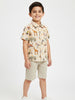 Nautinati Boys' Cotton Blend All-over Animal Printed Shirt & Shorts Co-ord Set