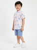 Nautinati Boys' Cotton Blend All-over Palm Tree Shirt & Shorts Co-ord Set