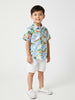 Nautinati Boys Blue White Printed Pure Cotton Shirt With Shorts