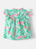 Nautinati Girls' Floral Printed Short Sleeves Top with Solid Shorts