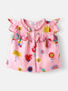 Nautinati Girls' Printed Ruffle Sleeves Top with Solid Shorts
