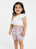 Nautinati Girls' Single-shouldered Top & All-over Floral Printed Shorts Co-ord Set