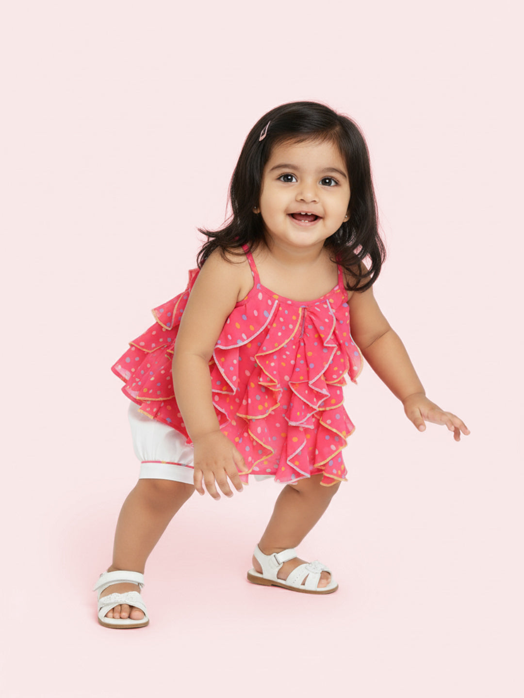 Nautinati Infant Girls Printed Ruffled Top With Shorts