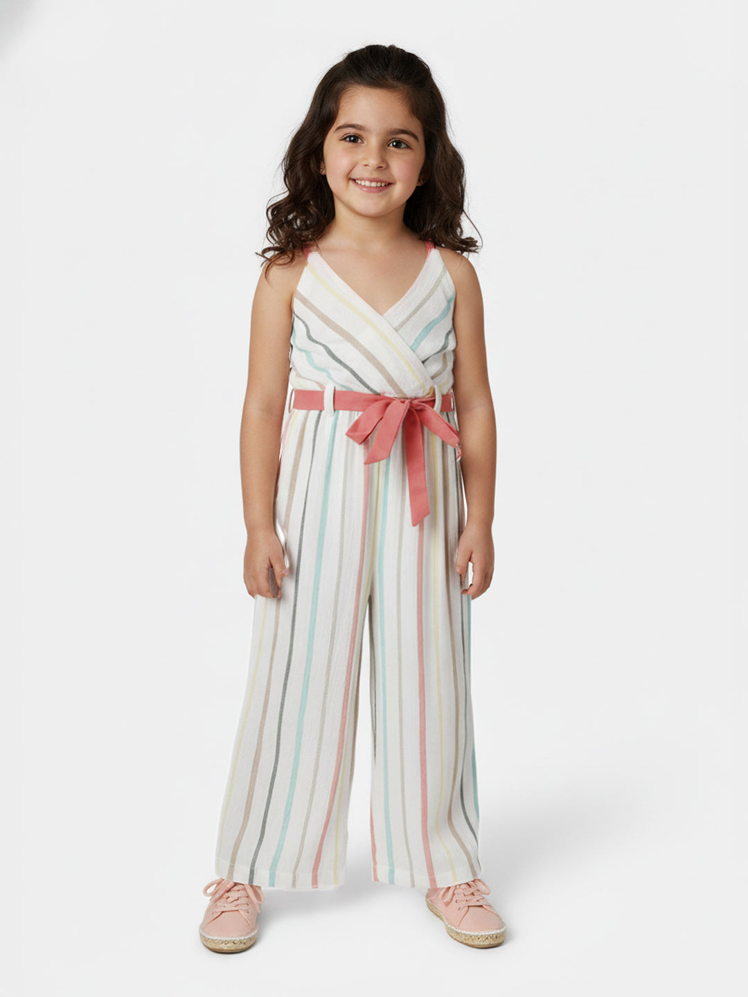 Nautinati Multicolour Strpied Jumpsuit for Girls