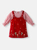 Nautinati Girls' Corduroy Embroidered Dungaree with Cotton Checked T-shirt