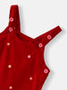 Nautinati Girls' Corduroy Embroidered Dungaree with Cotton Checked T-shirt