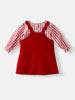 Nautinati Girls' Corduroy Embroidered Dungaree with Cotton Checked T-shirt