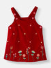 Nautinati Girls' Corduroy Embroidered Dungaree with Cotton Checked T-shirt
