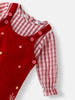 Nautinati Girls' Corduroy Embroidered Dungaree with Cotton Checked T-shirt