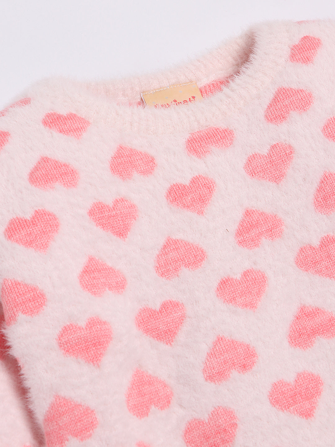 Girls Conversational Printed Pullover Fuzzy Detail