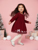 Nautinati Girls Maroon Jacquard Long Sleeve Acrylic Sweater