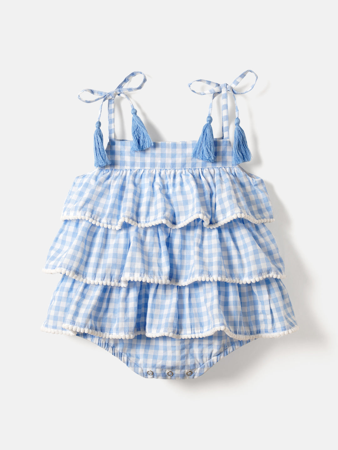 Nautinati 100% Premium Cotton Checked Romper for Girls