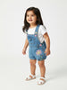 Nautinati Girls' Flower, Sun & Bees Embroidered Denim Dungaree