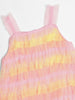 Nauti Nati Girls Self Design Shoulder Straps Layered Ruffles Net A-Line Dress