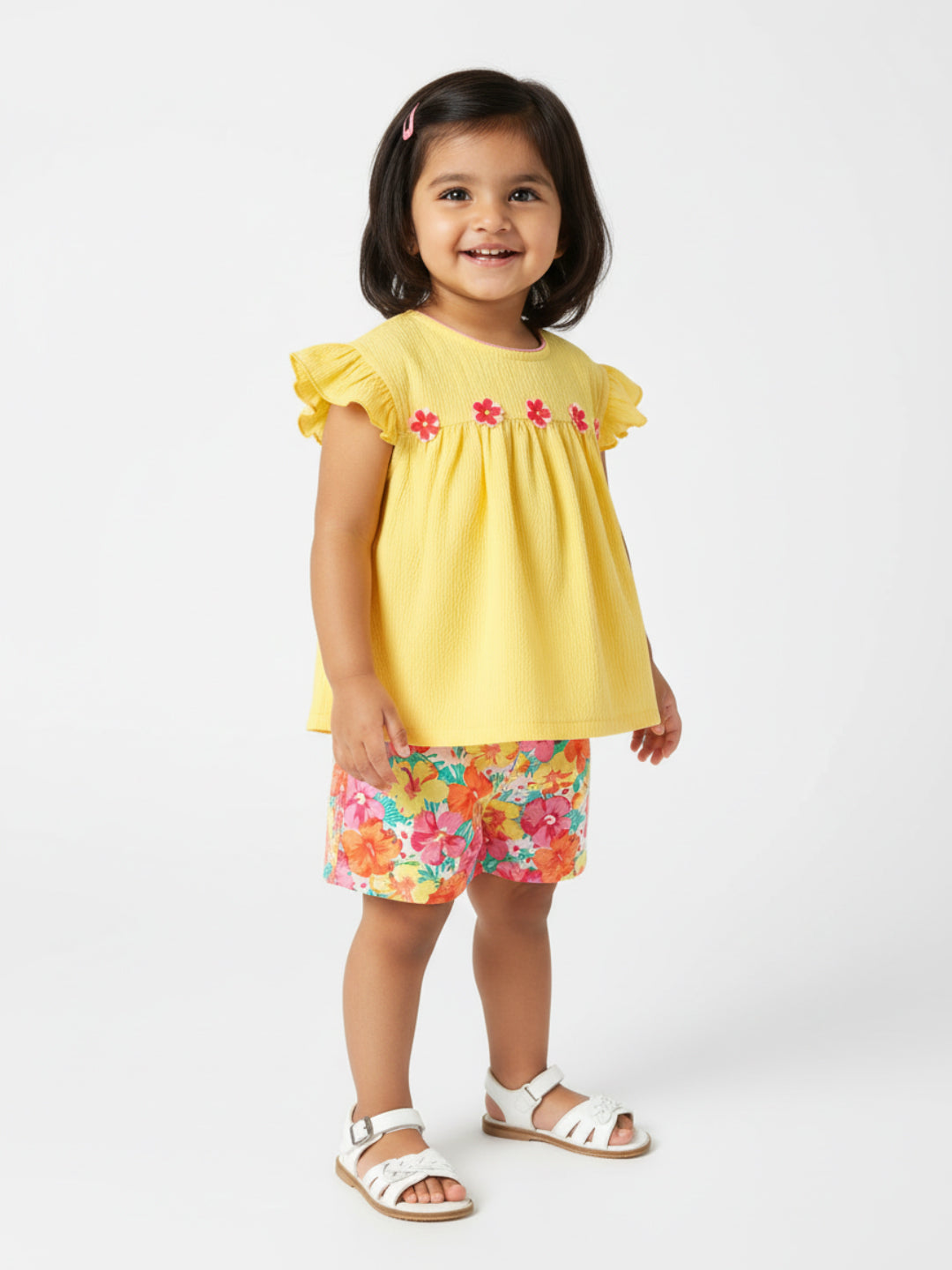 Nautinati Girls Printed Sleeveless Round Neck Top & Shorts Set
