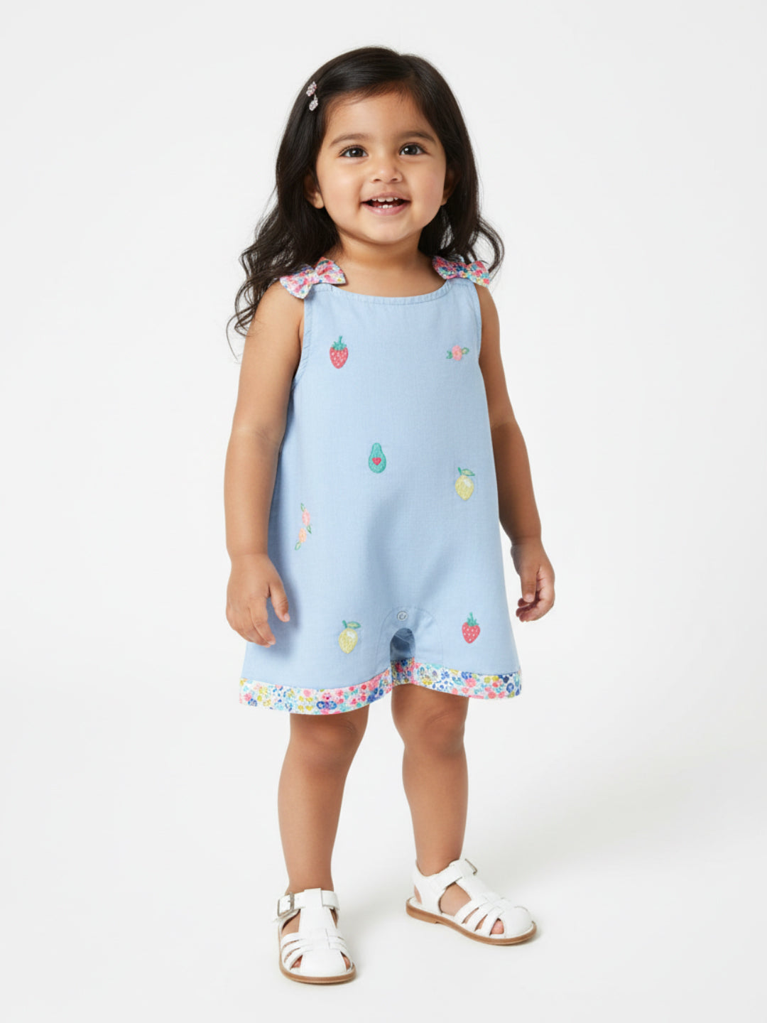 Nauti Nati Infant Girls Embroidered Pure Cotton Rompers