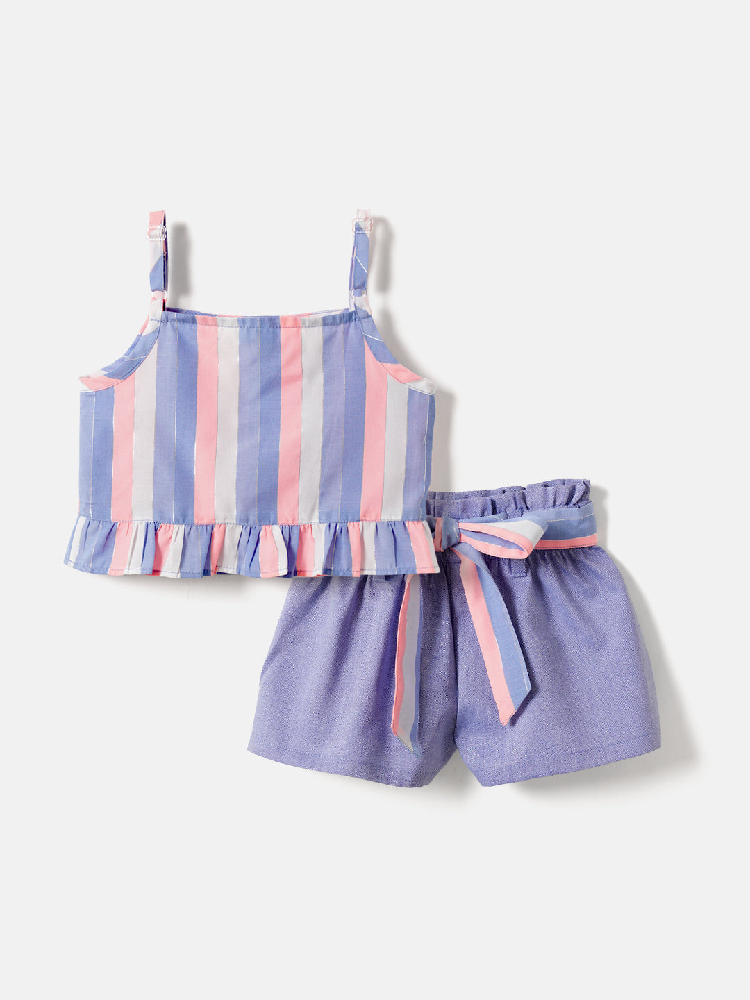 Nautinati 100% Premium Cotton Checked Clothing Set for Girls