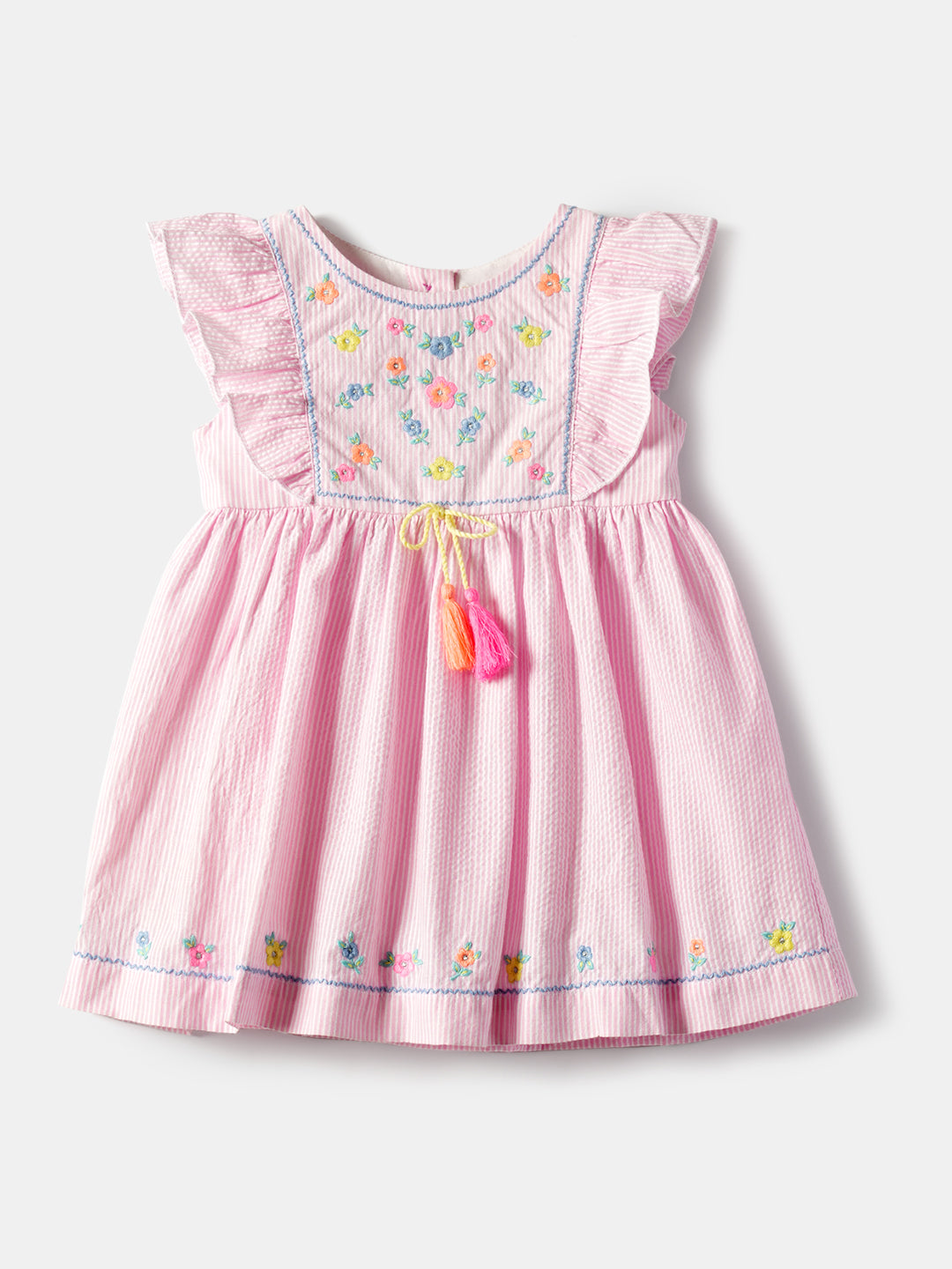 Nauti Nati Infants Embroidered Ruffled Sleeveless Cotton Fit and Flare Dress