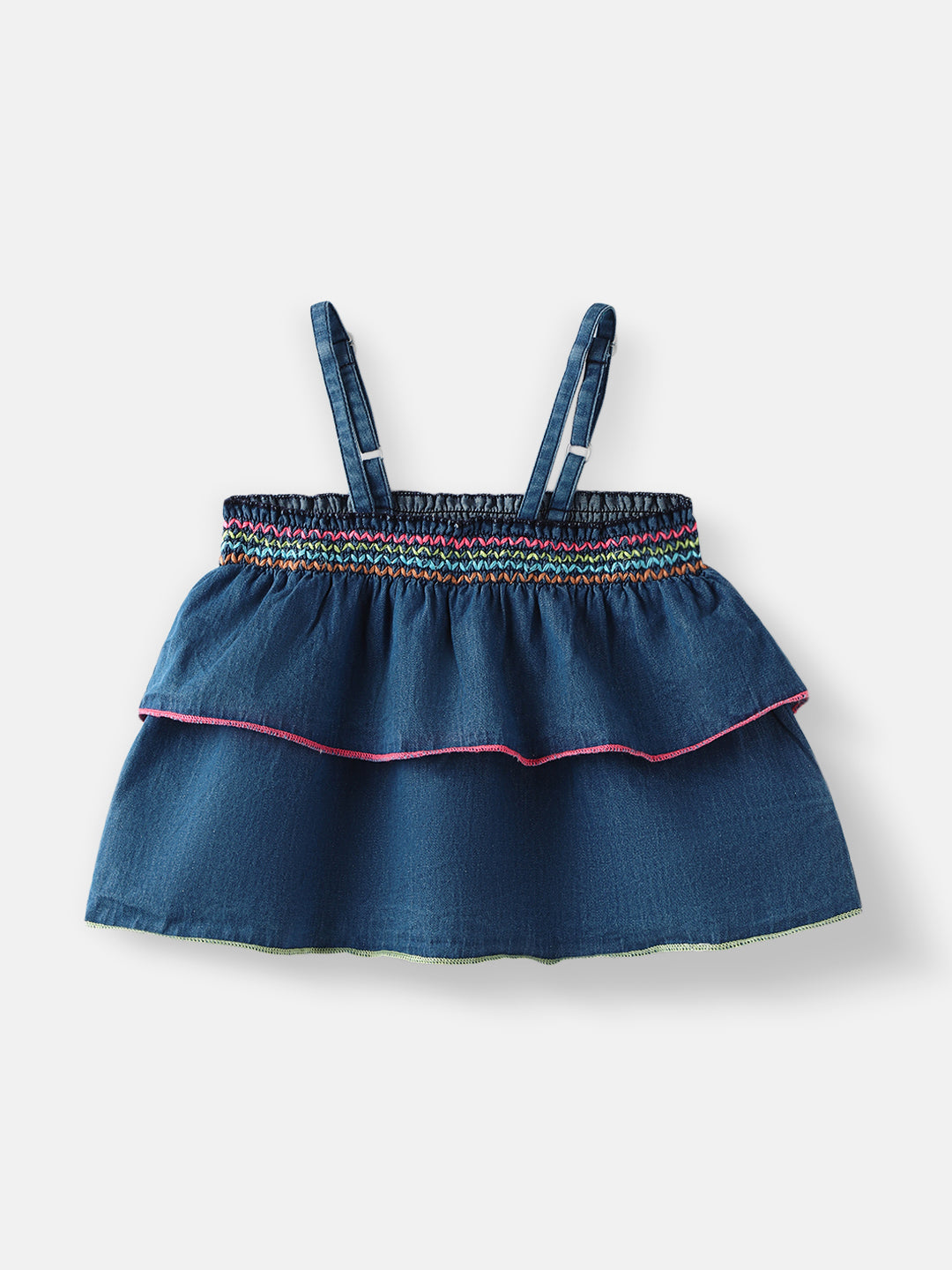 Nautinati Girls' Denim Combo Set of Top and Shorts