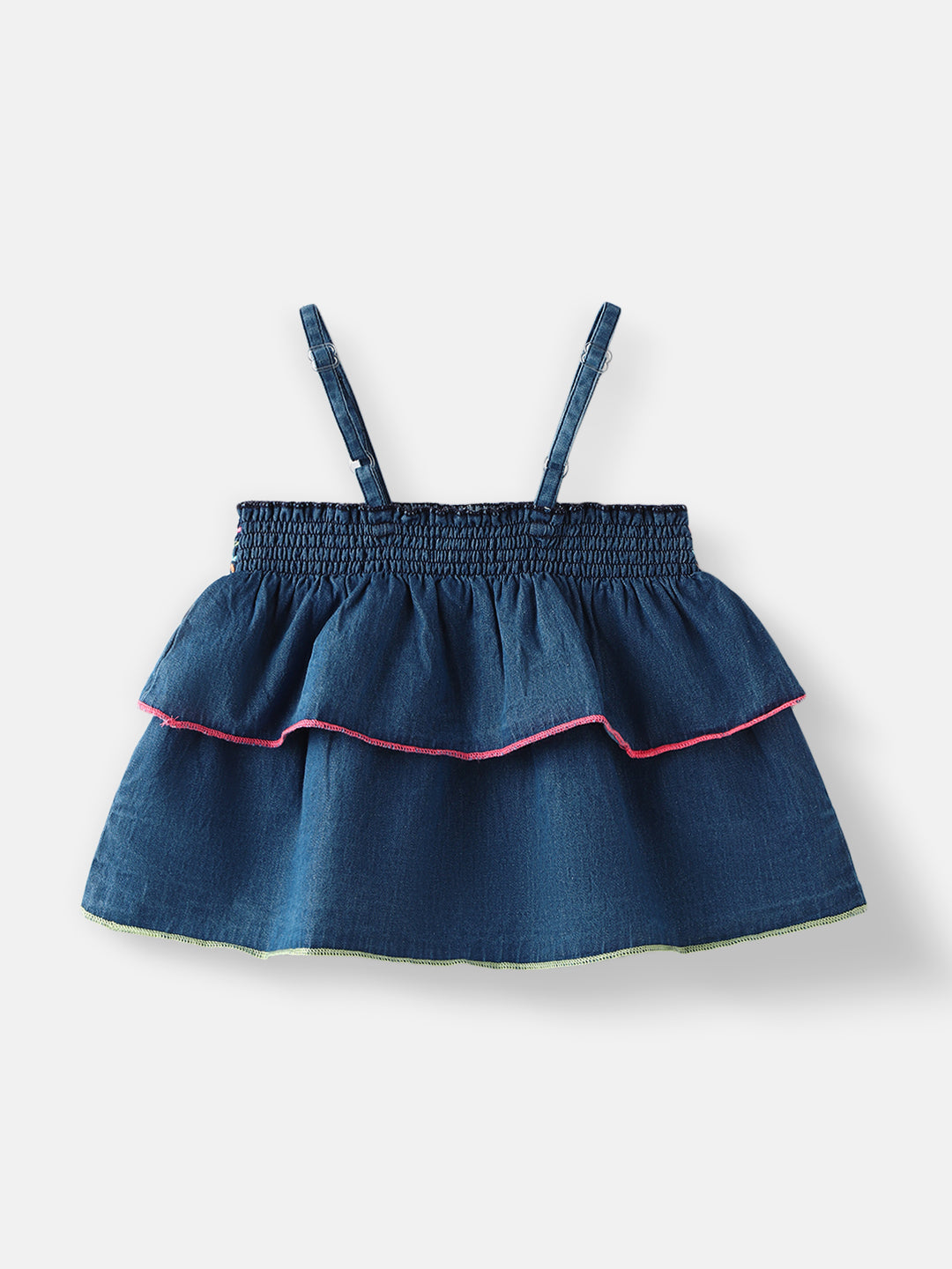 Nautinati Girls' Denim Combo Set of Top and Shorts