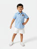 Nautinati Boys' Chambray All-over Banana with Monkey Placement Printed Shirt & Shorts Co-ord Set