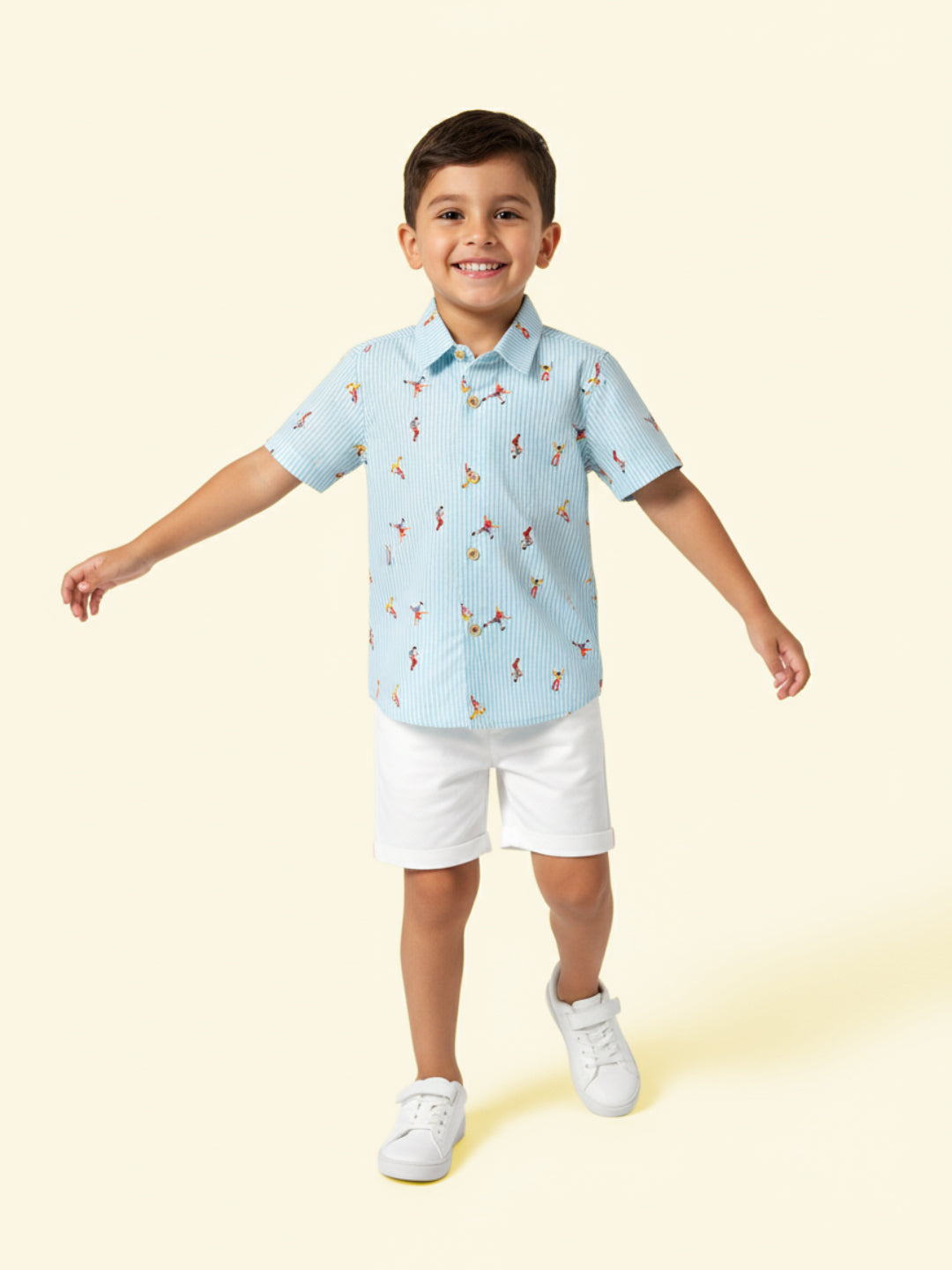 Nautinati Boys Printed Half Sleeves Collar-Neck Shorts & Shirt Set