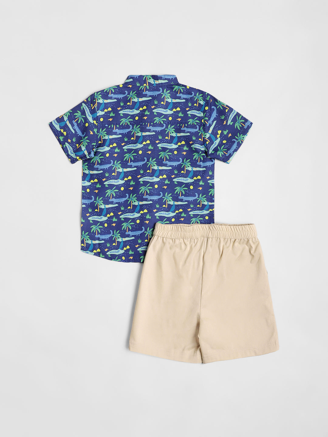 Nauti Nati Boys Blue Printed Shirt with Shorts