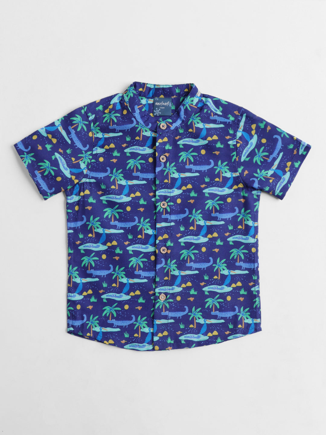 Nauti Nati Boys Blue Printed Shirt with Shorts