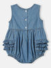 Nautinati Girls Floral Embroidered Denim Sleeveless Romper-Style Dress