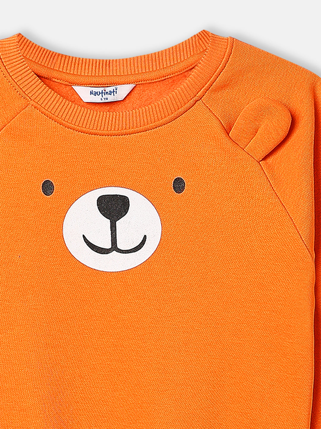 Nautinati Boys Fleece Bear Print Round Neck Sweatshirt