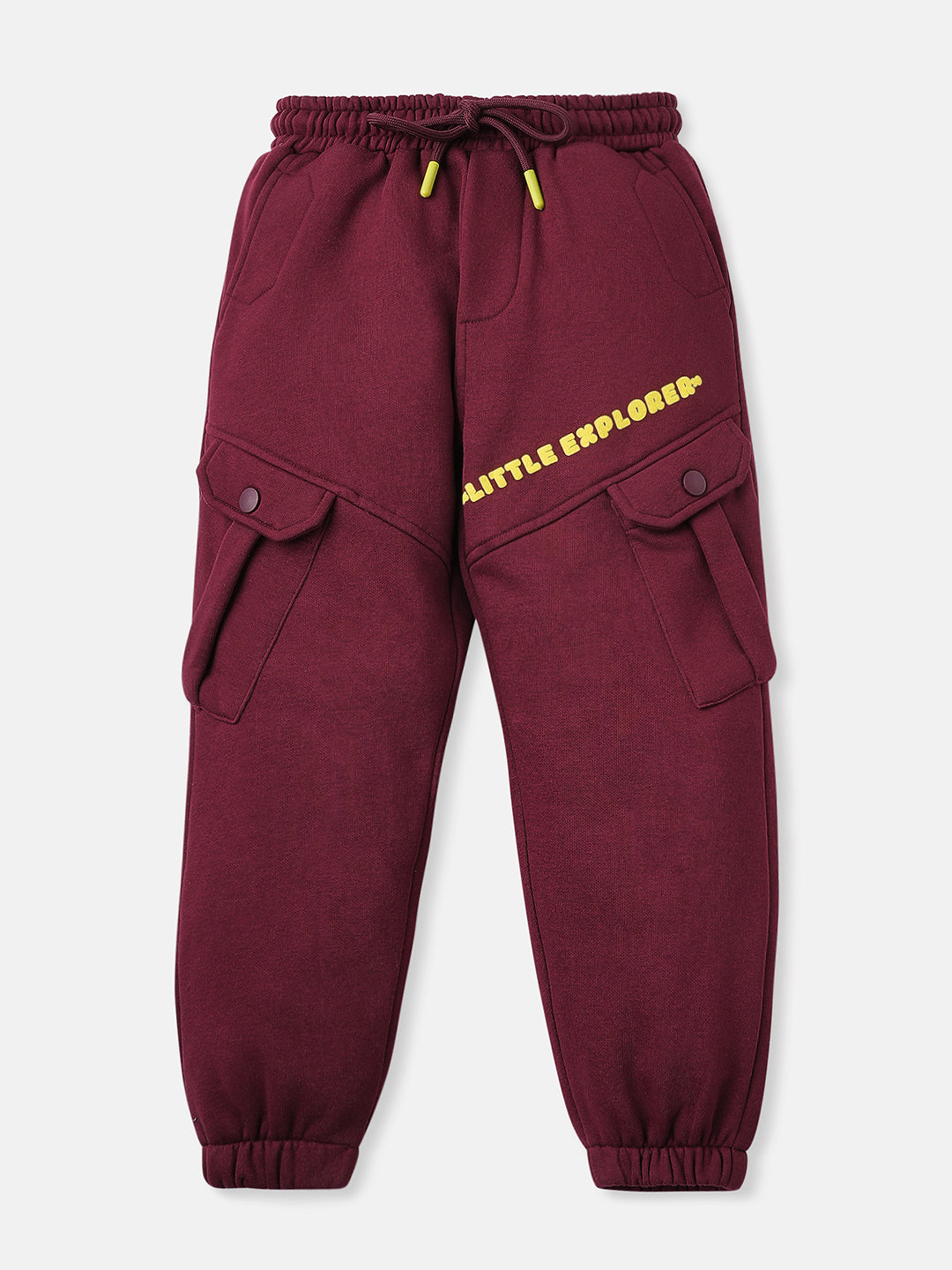 Nautinati Boys Typography Print Fleece Cargo-Pocket Joggers In Maroon