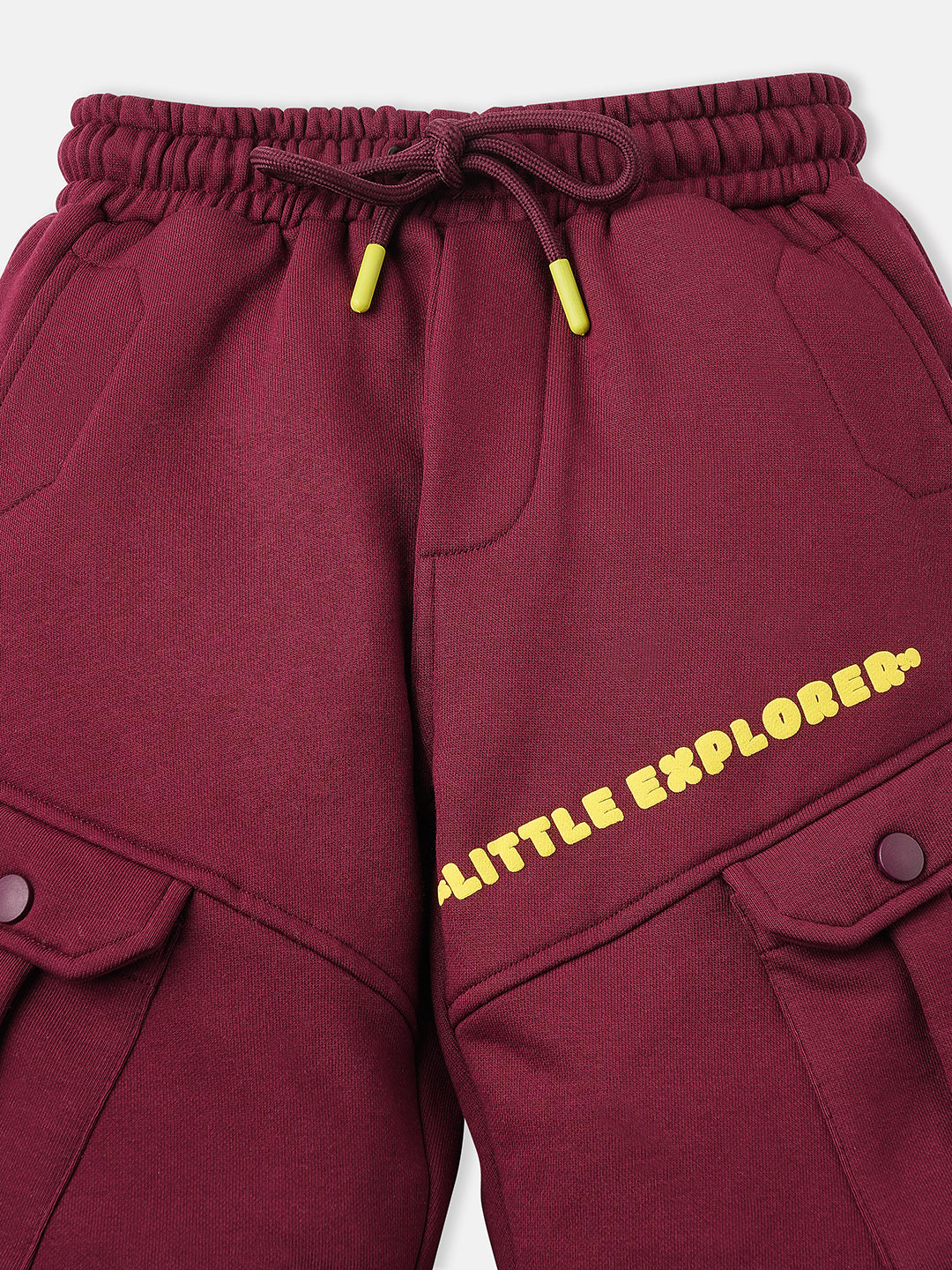 Nautinati Boys Typography Print Fleece Cargo-Pocket Joggers In Maroon