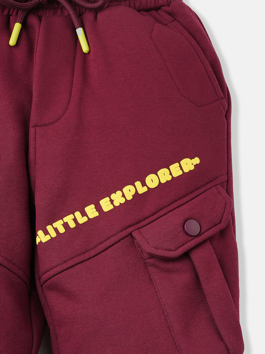 Nautinati Boys Typography Print Fleece Cargo-Pocket Joggers In Maroon