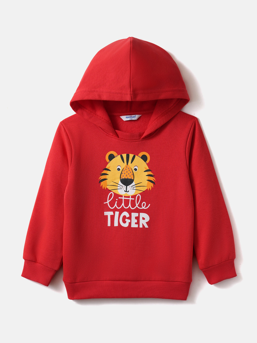 Nautinati Boys' Fleece Little Tiger Red Printed Sweatshirt Hoodie