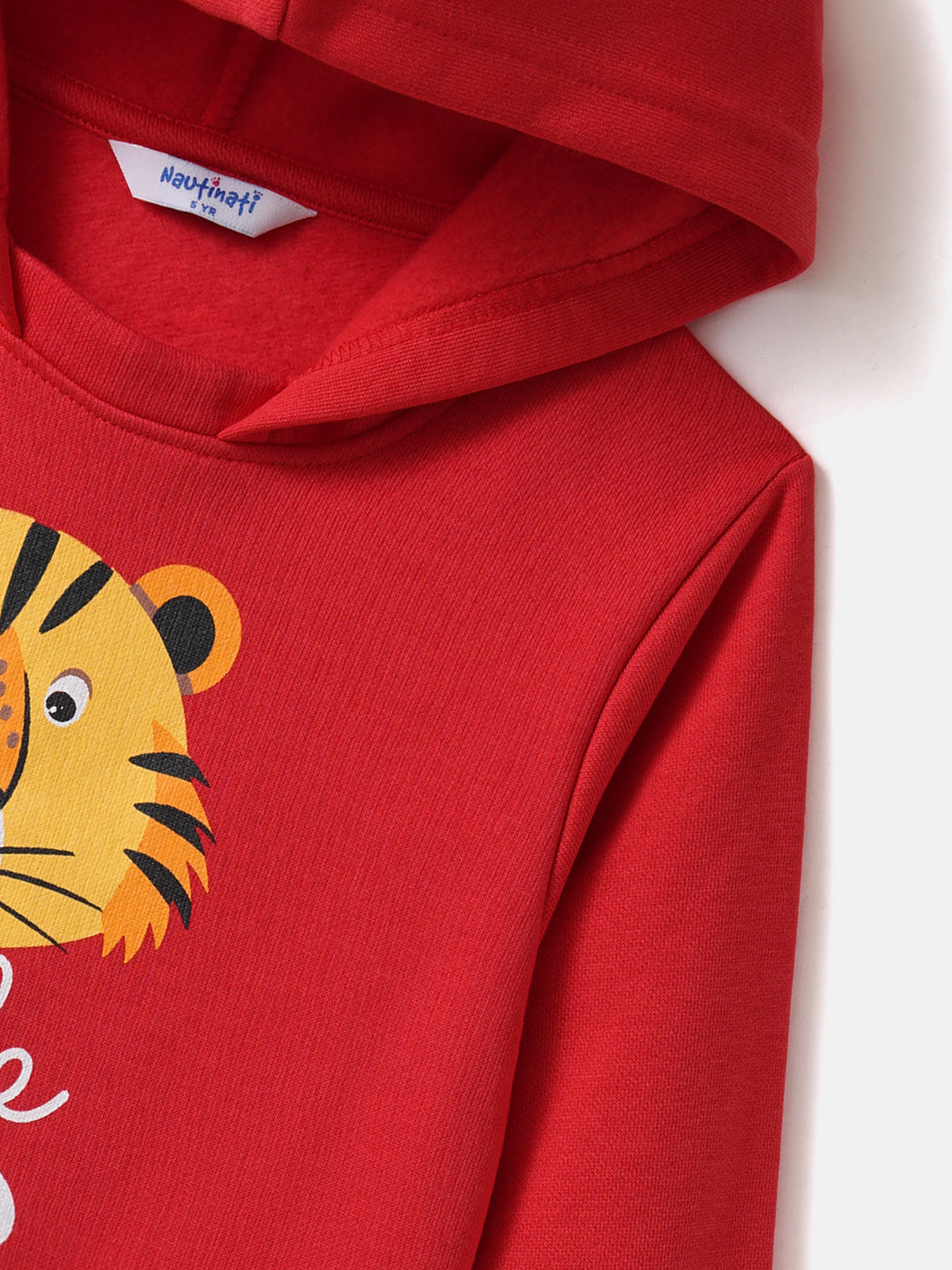 Nautinati Boys' Fleece Little Tiger Red Printed Sweatshirt Hoodie