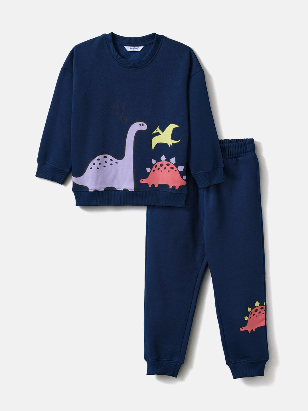 Nautinati Boysâ€™ Navy Fleece Set of Dino Print Sweatshirt and Joggers