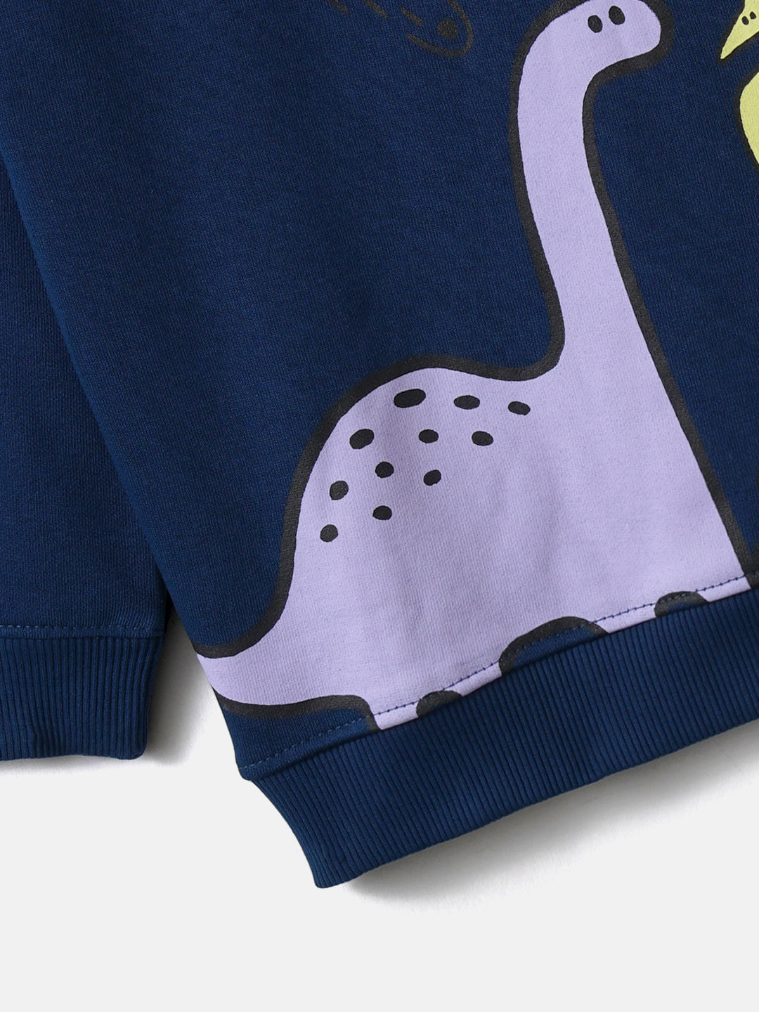 Nautinati Boysâ€™ Navy Fleece Set of Dino Print Sweatshirt and Joggers