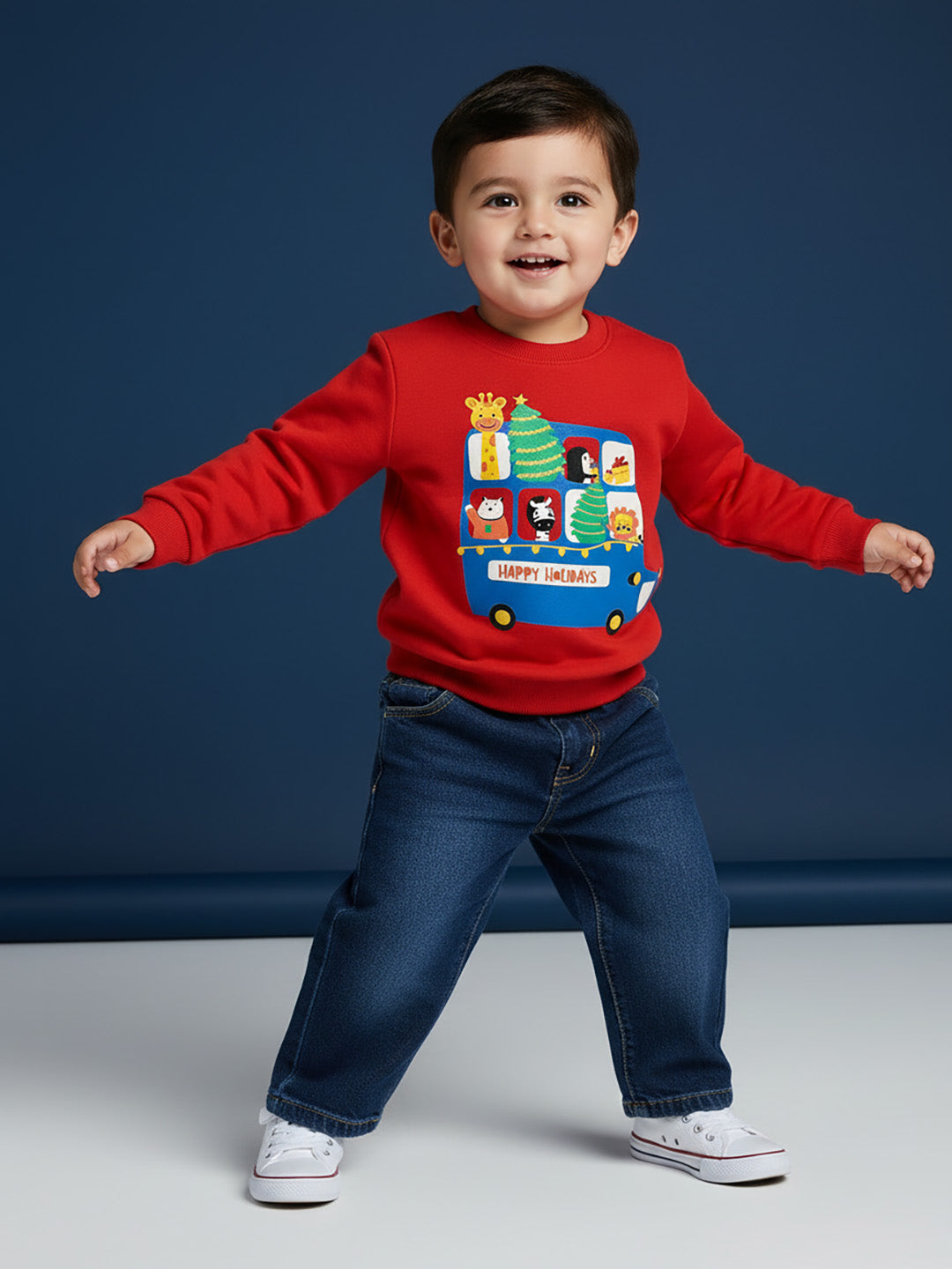 Nautinati Boys Fleece Holiday Theme Printed Sweatshirt