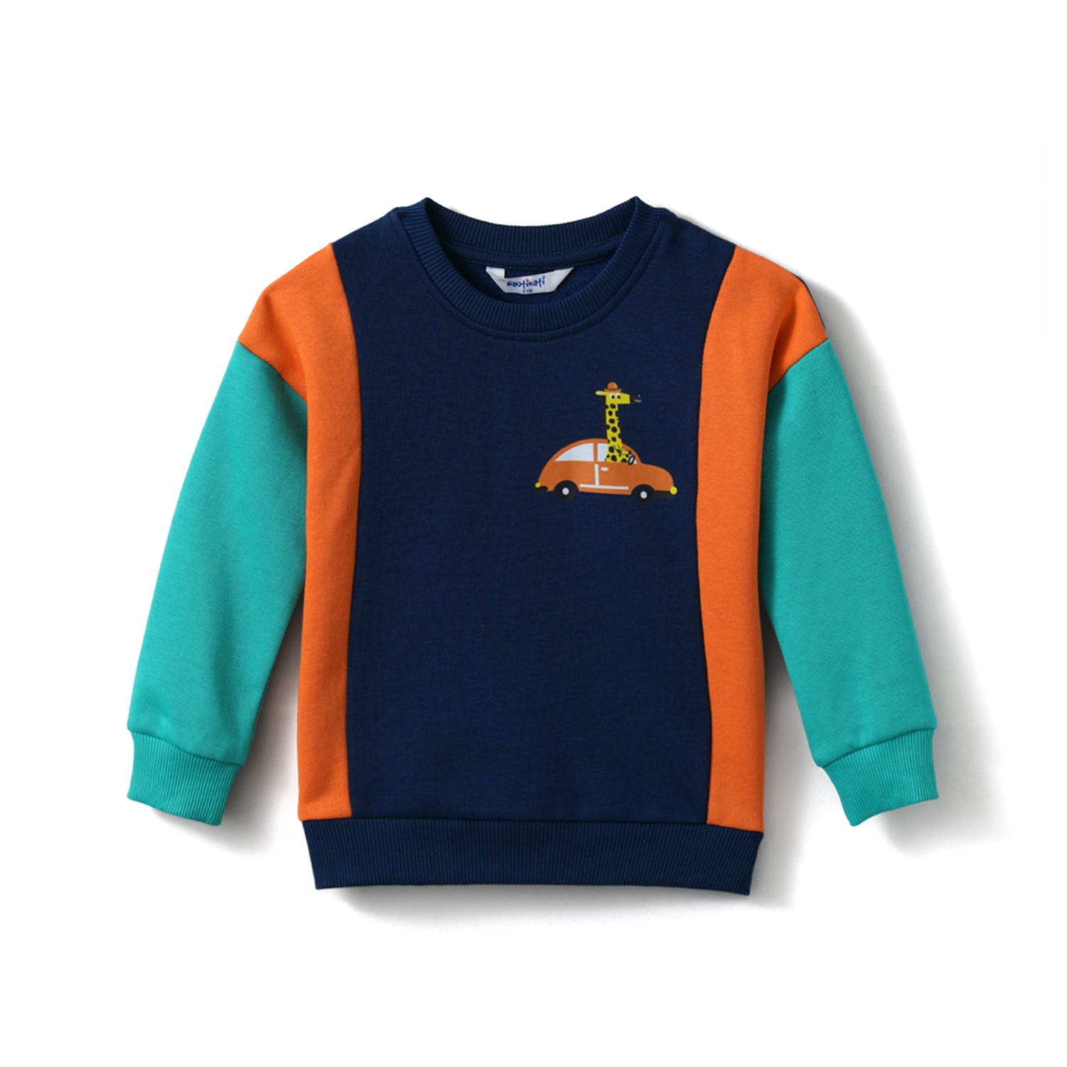 Nautinati Boys' Fleece Colourblock Printed Sweatshirt