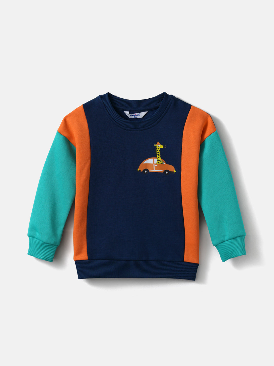 Nautinati Boys' Fleece Colourblock Printed Sweatshirt