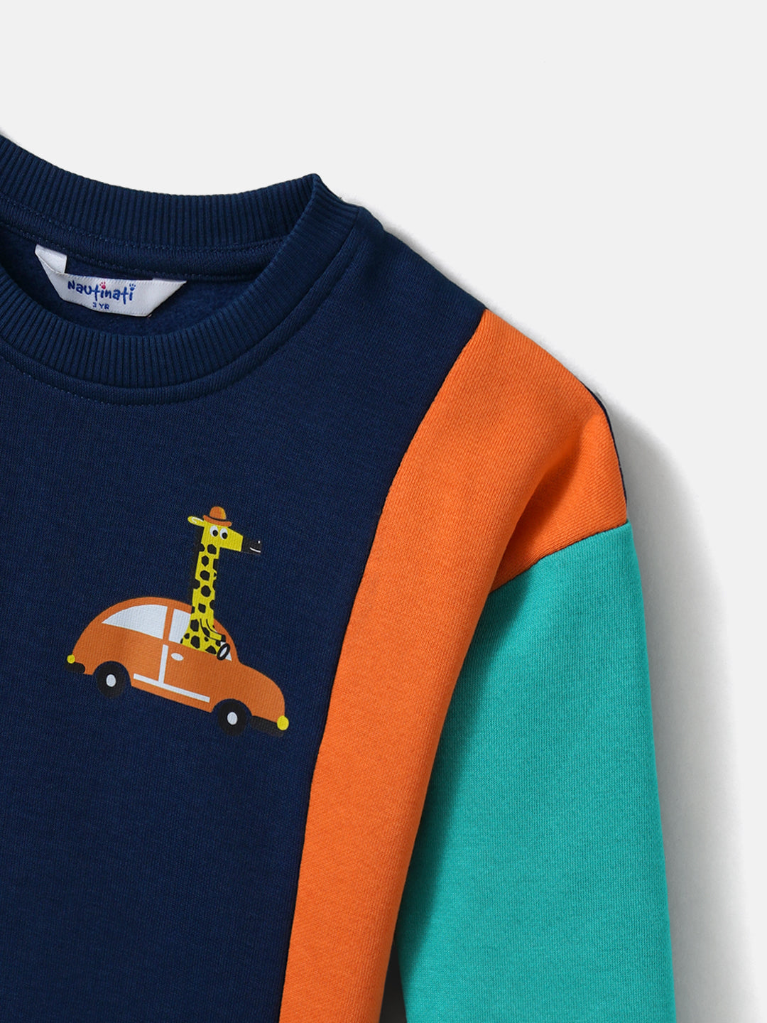 Nautinati Boys' Fleece Colourblock Printed Sweatshirt