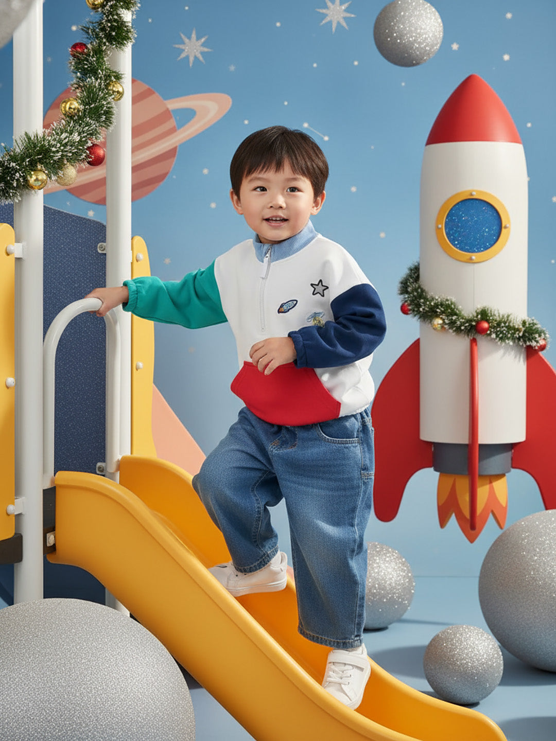 Nautinati Boys' Multicolour Sweatshirt with Zipper