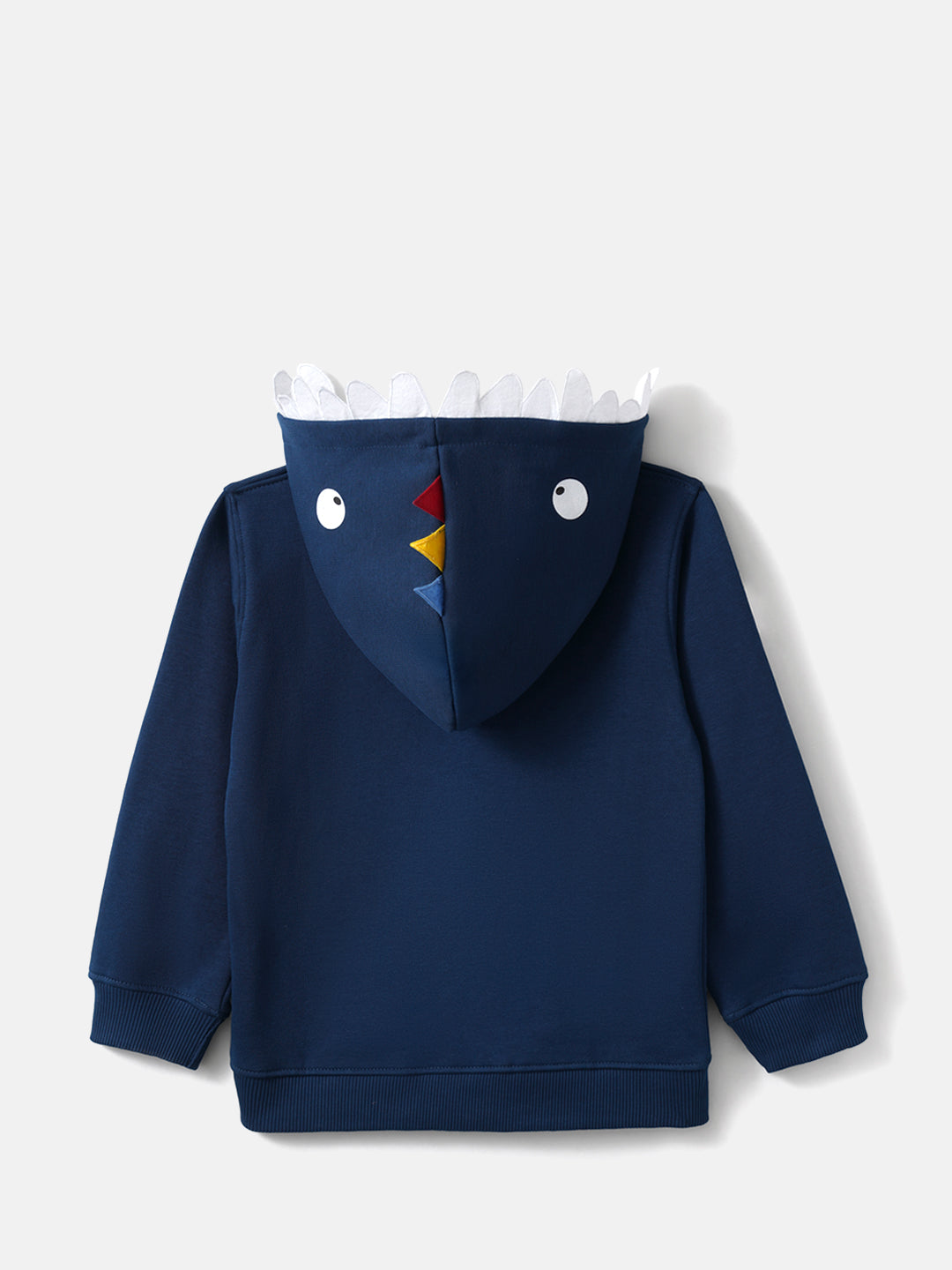 Nautinati Boys' Solid Blue Full Sleeves Zipper Fleece Hoodie