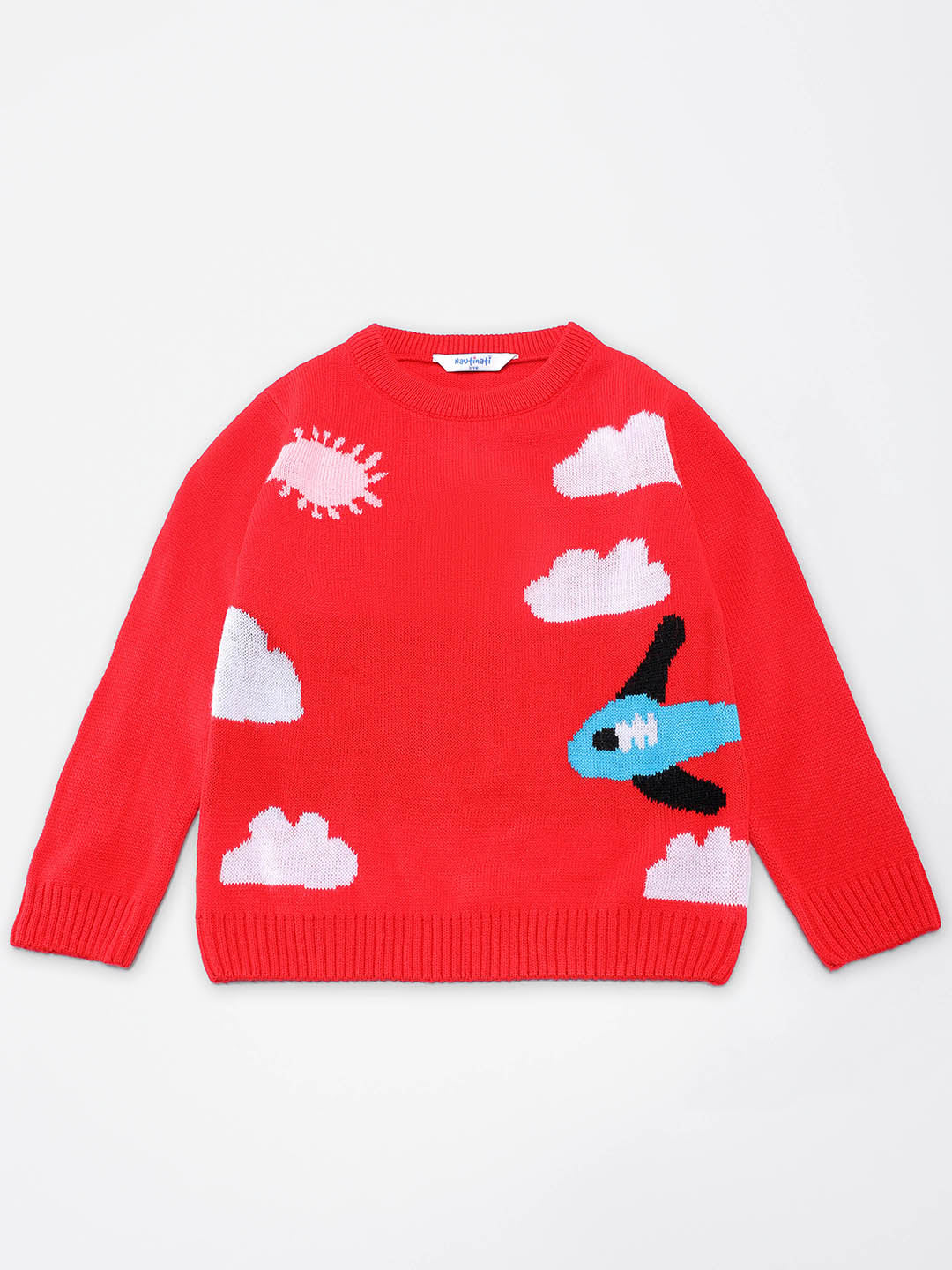 Nautinati Boys Cute Print Round Neck Full Sleeves Jacquard Knit Sweater