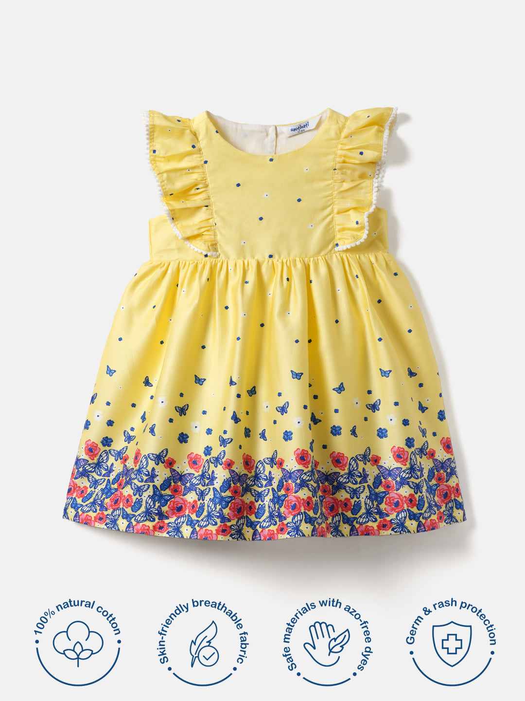 Nautinati Girls' 100% Cotton Printed Dress