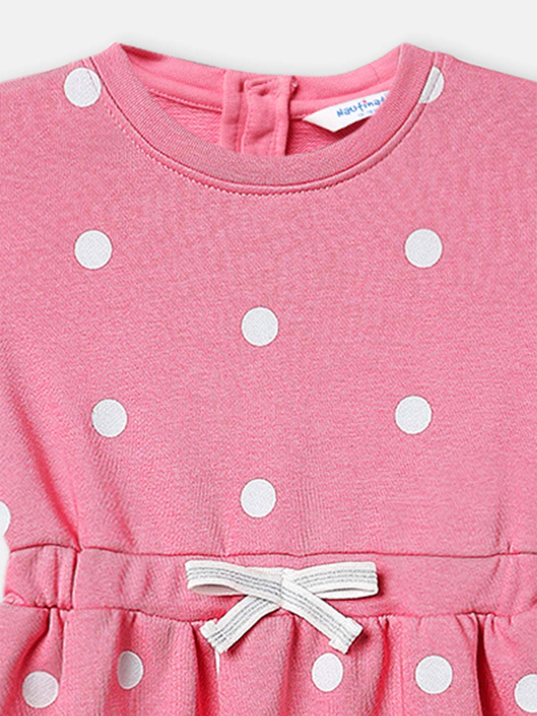 Nautinati Girls Fleece Polka Dot Print Bow Belted Dress