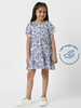 Nautinati Girls Purple Rayon Cotton Floral Dress