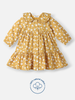 Nautinati Girls Mustard Poplin Cotton Printed Dress