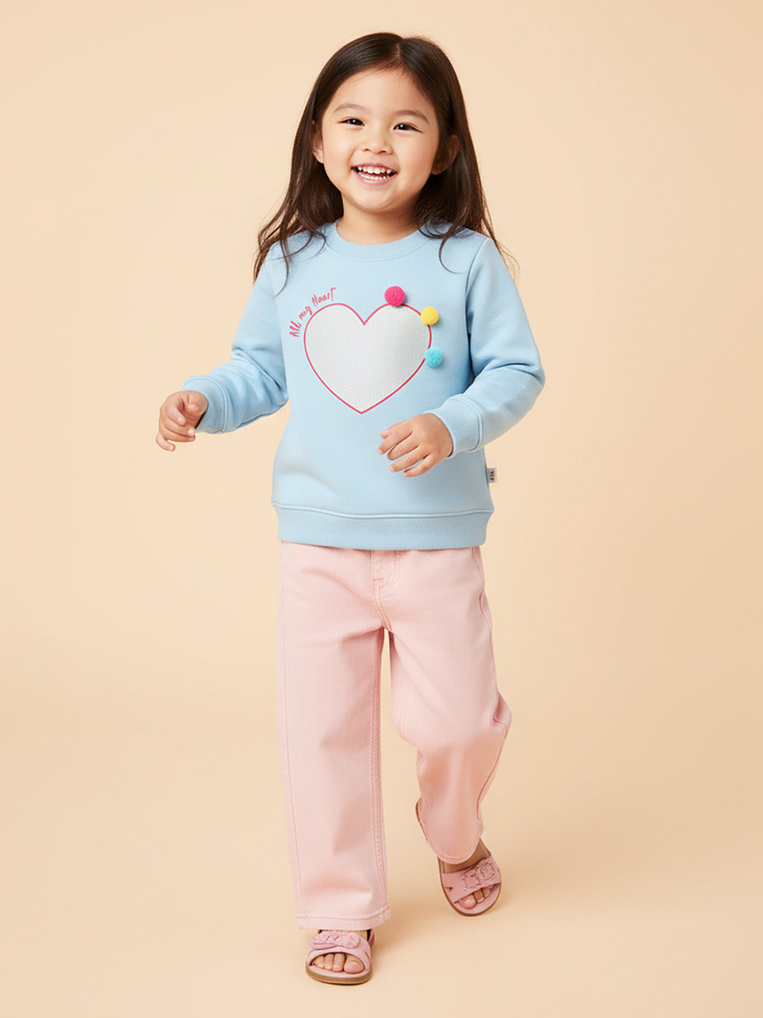 Nautinati Girls Heart Print Sweatshirt