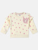 Nautinati Girls Snow White Heart Printed And Cat Applique Full Sleeves Fleece Sweatshirt